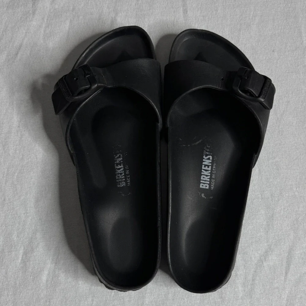 Birkenstock Madrid Essentials EVA Black Single Strap Slide Sandals Womens 36 5